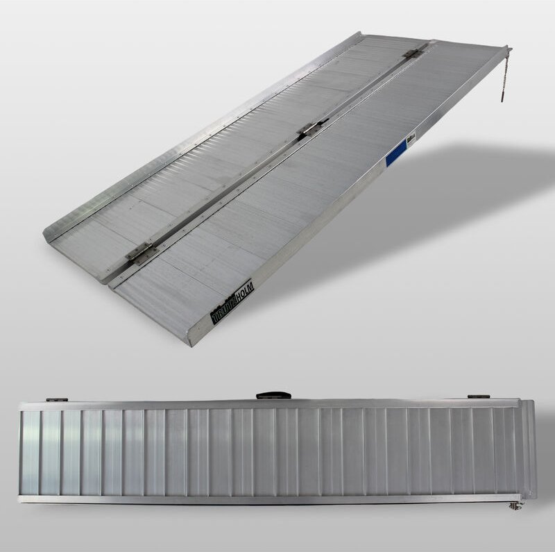 TRUTZHOLM Rollstuhlrampe klappbar 184 cm Traglast 272 kg Alu grau geriffelt Auffahrrampe