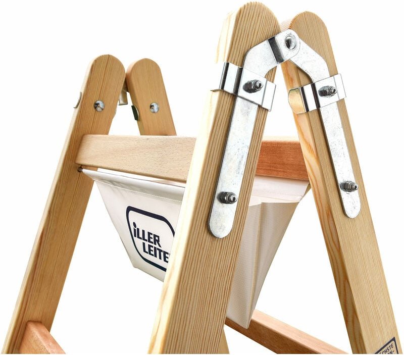 Iller Werkzeugtasche Holz Sprossenstehleitern mit Stahlbügel für Modell Classic