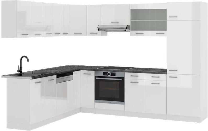 Thumbnail - Vicco - Eckküche R-Line, Weiß Hochglanz/Weiß, 227 x 287 cm , ap Anthrazit