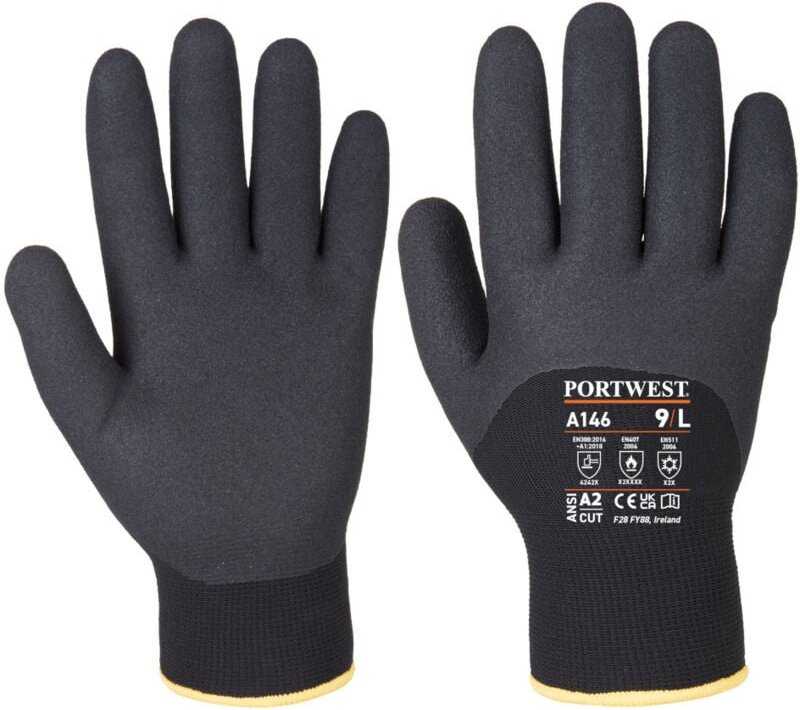 Portwest Winter Arbeitshandschuhe 250°C Kontakthitzeschutz Schwarz XL