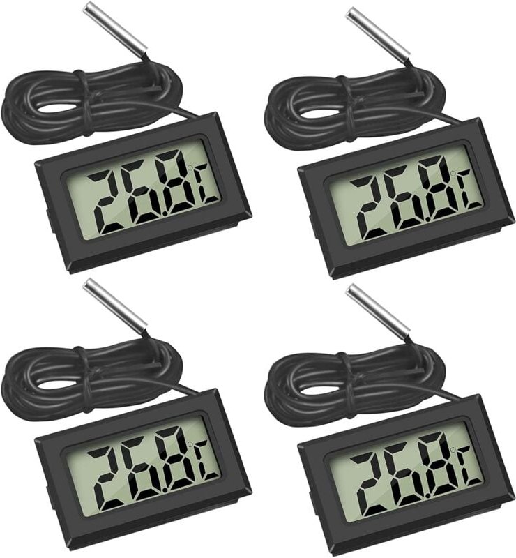 Thumbnail - Mini-Digital-LCD-Temperaturthermometer mit Temperaturfühler-Tester für Kühl-/Gefrierschränke/Aquarien (4X Schwarz) - Lnt...