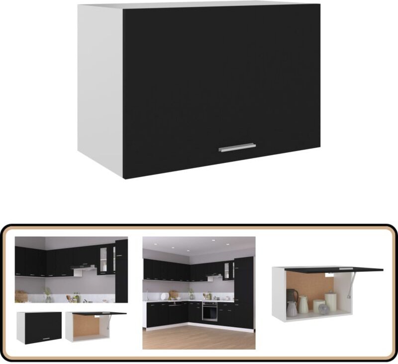 Hängeschrank Schwarz 60x31x40 cm Holzwerkstoff - Küchenhängeschrank - Holzschrank - Schwarzer Schrank - Wandhängender Sc...