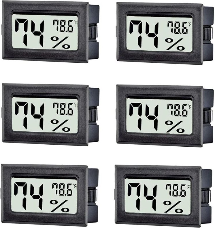 Thumbnail - 6er-Pack digitales Mini-Thermometer-Hygrometer, Temperatur- und Feuchtigkeitsmessgerät für den Innenbereich, Fahrenheit-...