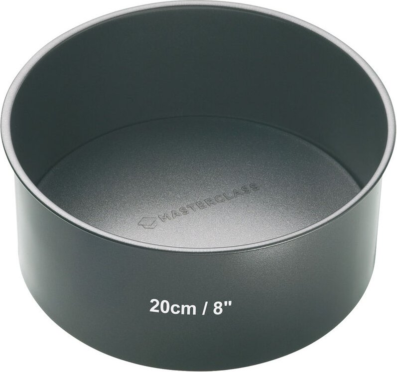 Kitchen Craft Master Class Round Loose Base Cake Pan, Stahl, Schwarz, 20 cm