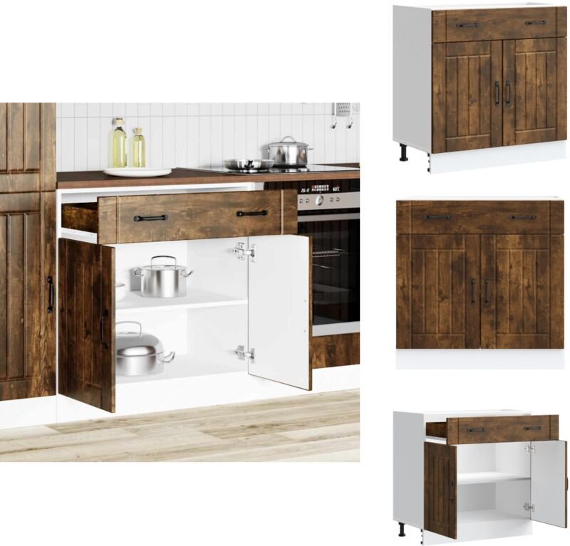 Küchen-Unterschrank Lucca Räuchereiche Holzwerkstoff - Küchenunterschrank - Küchenunterschränke - Spülenunterschrank - U...