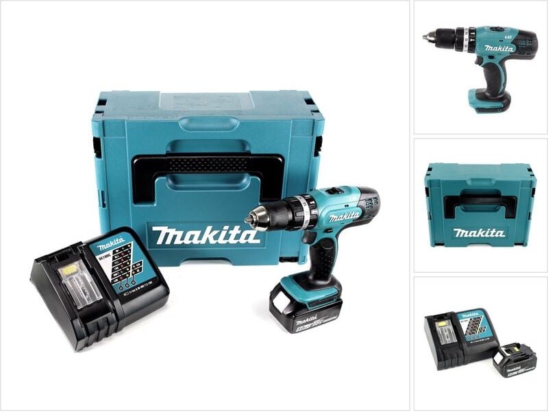 Makita DHP 453 RT1J Akku Schlagbohrschrauber 18V 42Nm + 1x Akku 5,0Ah + Ladegerät im Makpac 2