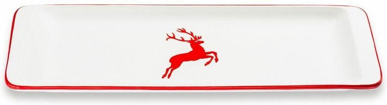Gmundner Keramik - Rubinroter Hirsch, Stollenplatte 42 x 16cm