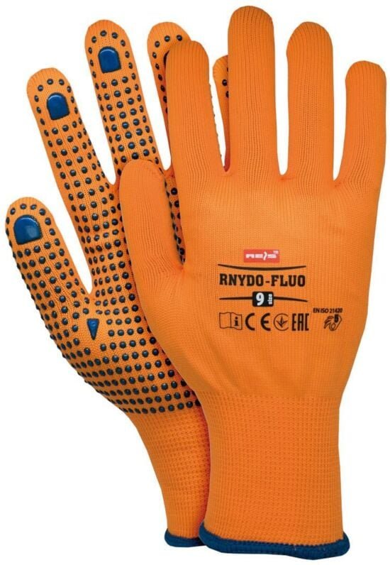 Arbeitshandschuhe mit Noppen 8 neonorange