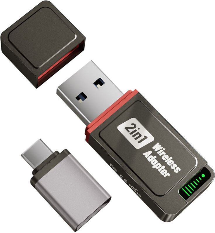 Salcar - 2 in 1 CarPlay Wireless Adapter für iPhone & Android, 5,8 GHz Dualband Adapter