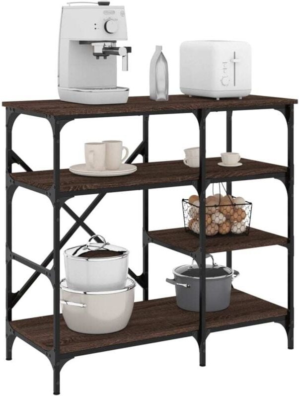 Bäckerregal Braun Eichen-Optik 90x40x84 cm Holzwerkstoff Metall - Vidaxl