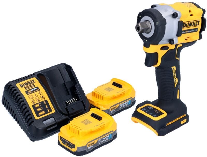 DeWalt DCF 922 E2 Akku Schlagschrauber 18 V 406 Nm 1/2" Brushless + 2x Powerstack Akku 1,7 Ah + Ladegerät