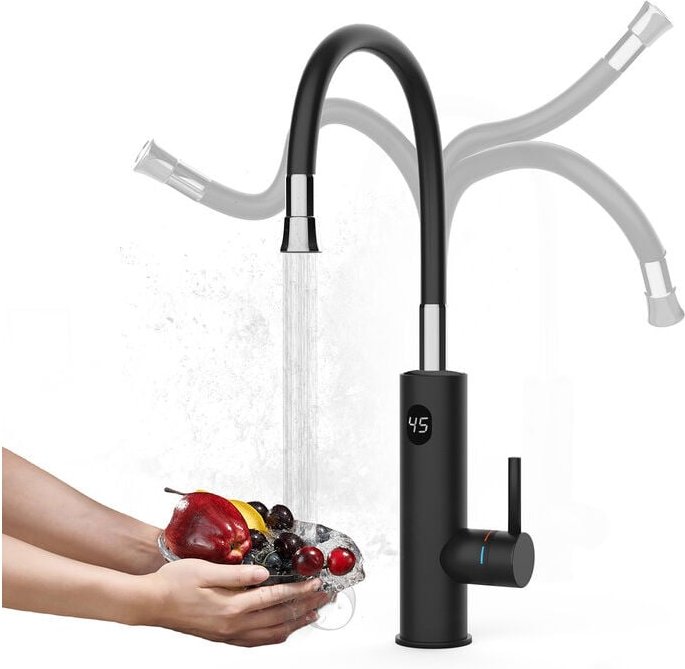 Thumbnail - Wasserhahn mit Durchlauferhitzer Küche, 3200W Elektrischer Wasserhähne Sofort Warm Küchenarmatur mit Flexibler Auslauf u...