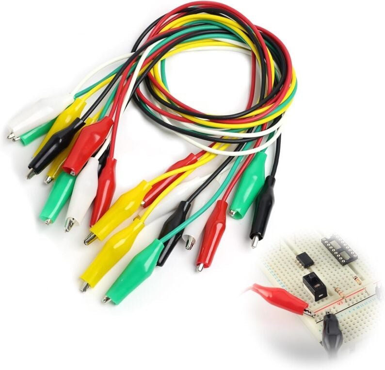 Lablanc - 10 Stück Prüfleitungen mit Krokodilklemmen, doppelseitige isolierte Prüfkabelklemmen, Krokodilkabel für Multim...