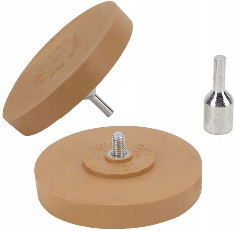 Gummischeibe / Scheibe zum Entfernen von Kleber von 90-mm-Felgen + Adapter für einen Schraubendreher