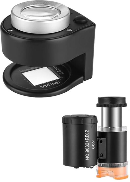 Tlily - 30-fache Lupenlupe und 60-faches Minimikroskop, tragbare Nählupe aus Metall zum Zusammenklappen auf dem Schreibt...