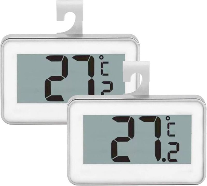 Memkey - 2er-Pack Kühlschrank- und Gefrierschrank-Thermometer mit Aufhängehaken (weiß)
