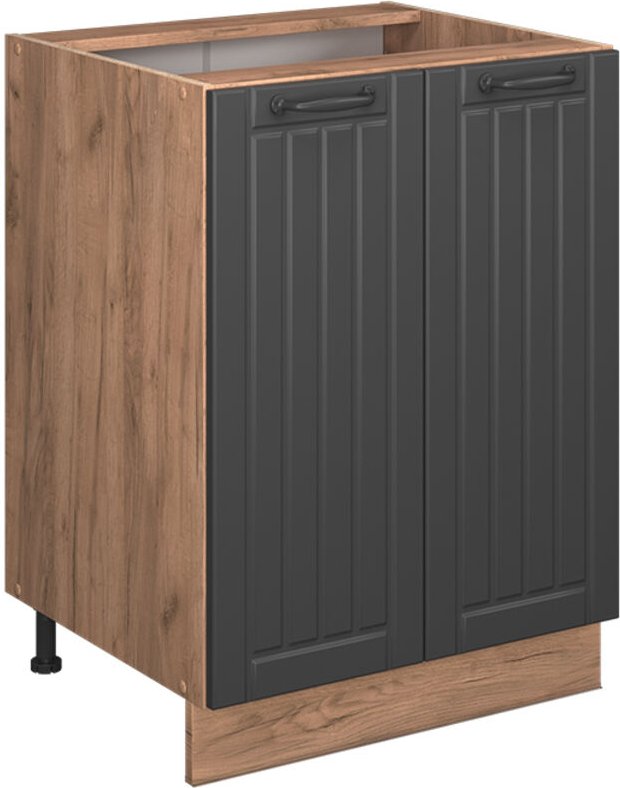 Küchenunterschrank Fame-Line, Dunkelgrau, 60 cm , AP Eiche, Vicco