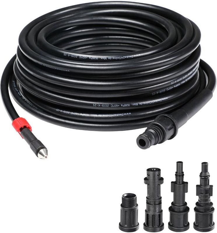 15 m Hochdruckreiniger-Schlauch, schwarz, flexibler Baggerschlauch, Entwässerungsreinigung