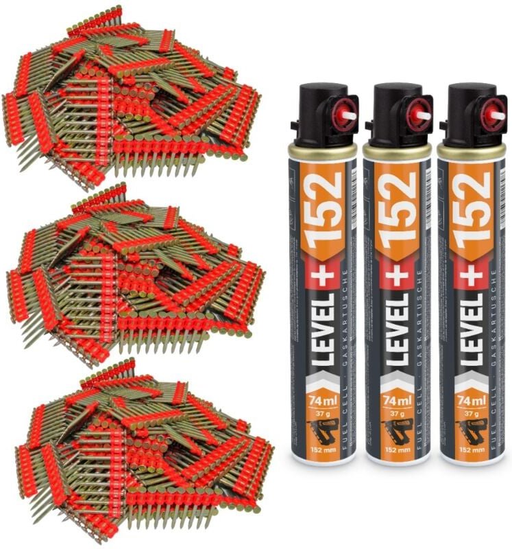 Gaskartusche L+152 x 3 St. + Betonnägel 38mm 3000 St HB42 - Contoo