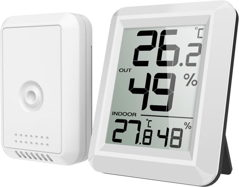 Innen- und Außenthermometer, angeschlossenes Thermometer mit kabellosem Außensensor, digitales Hygrometer-Thermometer mi...
