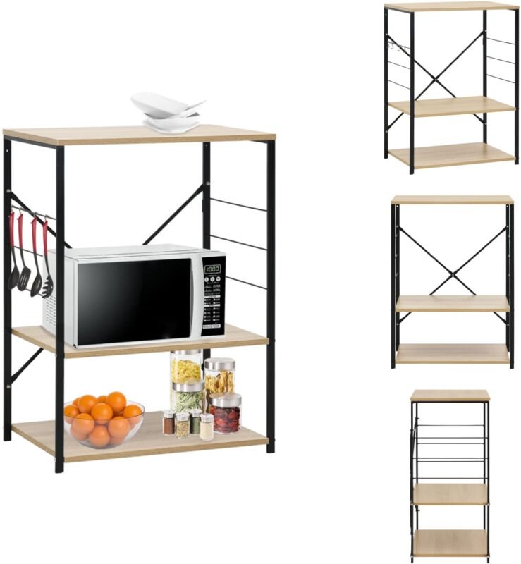 Küchenutensilienhalter & -ablagen - Living Mikrowellenregal Schwarz Eiche 60×39,6×79,5 cm Holzwerkstoff - Schwarz