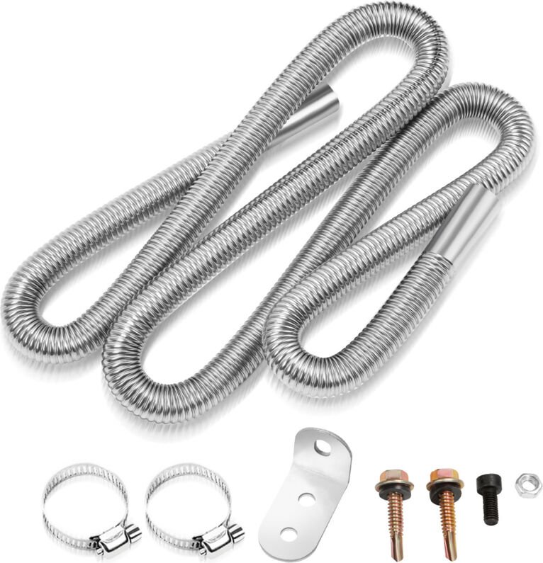 Swanew 300cm Abgasschlauch Abgasrohr für Diesel-Auspuffrohre – Flexibler Metallschlauch mit 2 Schellen, ideal für Standh...