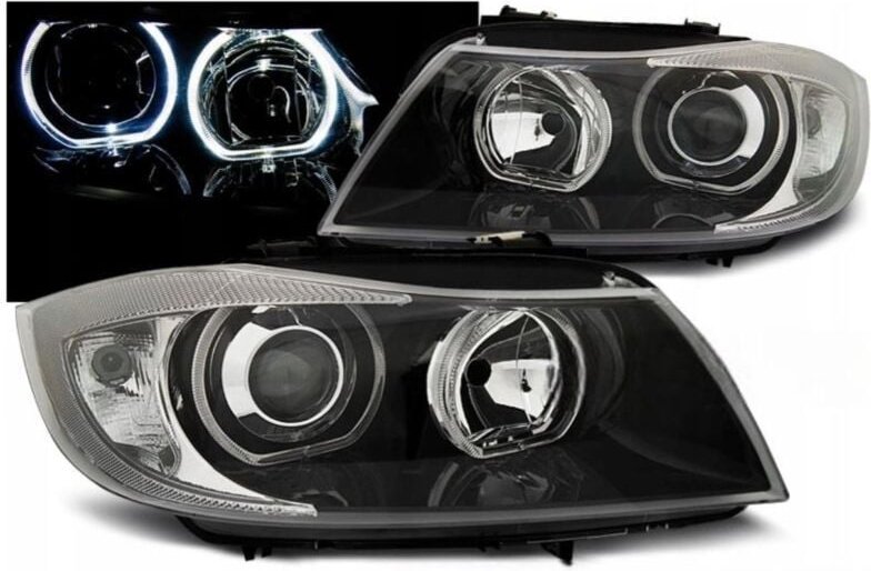 LAMPEN Scheinwerfer Für BMW E90 E91 Von 2005 Bis 2011 WEIßE LED Ringe H7 DEPO