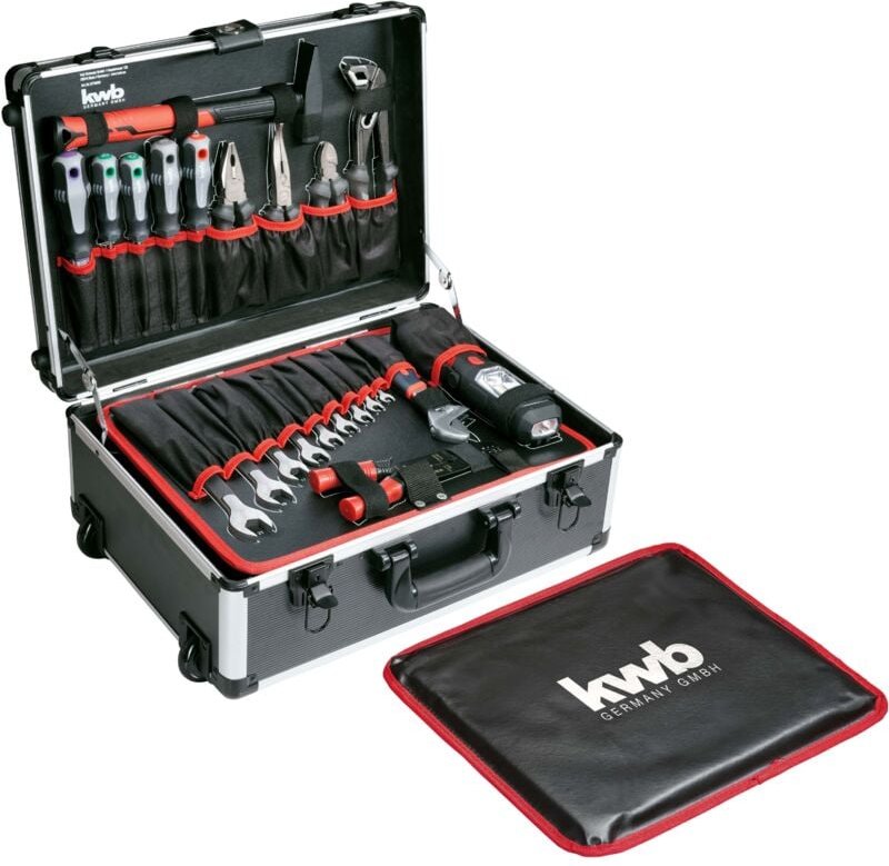 KWB - Werkzeugkoffer mit Trolley-Funktion, 175-teilig, gefüllt, Werkzeug im stabilem Aluminiumkoffer, Werkzeugset groß, ...