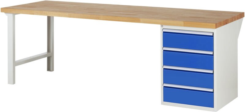 Werkbank 7509A1, B2500xT900xH890mm, 4x Schublade-TA - RAU
