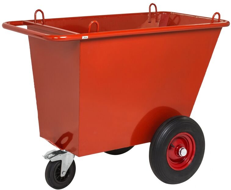 Kongamek Abfallwagen in rot mit 3 Rädern Ø400mm pannensichere Bereifung 1310x720x1000mm 400l Volumen