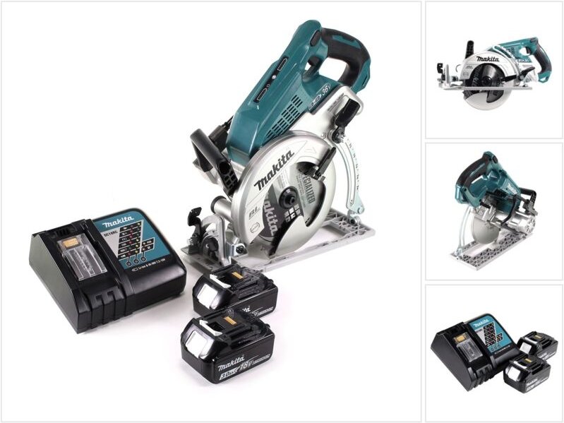 Makita DRS 780 RF Akku Handkreissäge 36V ( 2x18V ) 185 mm Brushless + 2x Akku 3,0Ah + Ladegerät