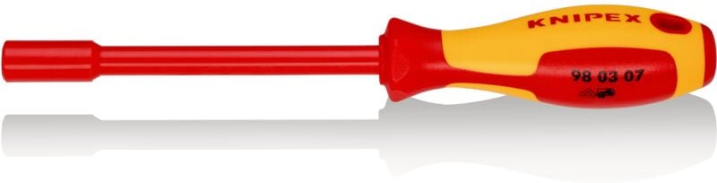 Knipex - 98 03 07 Steckschlüssel mit Schraubendreher-Griff isoliert mit Mehrkomponenten-Hüllen, VDE-geprüft brüniert 237...