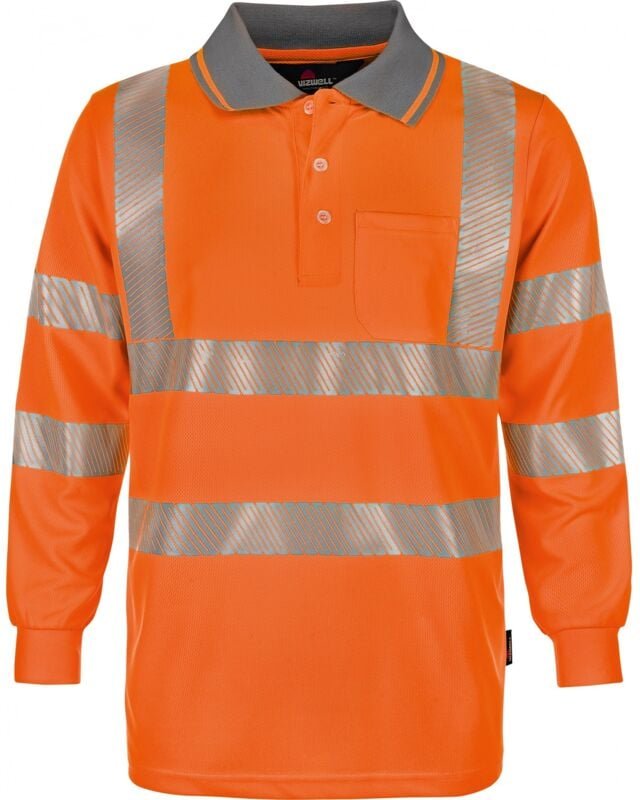 Triuso Vizwell Warnschutz-Langarmpolo VWPS32 Gr. 5XL leuchtorange/marine