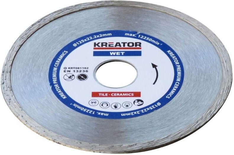 Diamanttrennscheibe für Fliesen und Steingut - Bohrung 22,2 mm 1 Scheibe 125 mm 2,0 mm Kreator