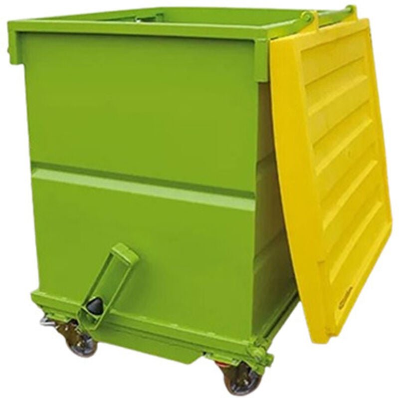 Klappbodenbehälter mit Rädern und Deckel PE 1280 L - Orange - FAP13151-2004