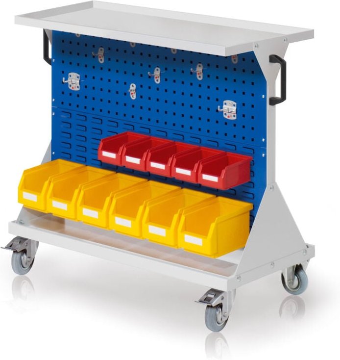 Kappes RasterMobil® Größe 2 - 1000x930x500mm - 2x Lochplatte 2x Schlitzplatte - Auflageboden aus Stahlblech - enzianblau