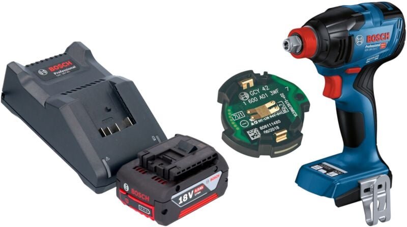 Bosch gdx 18V-210 c Professional Akku Drehschlagschrauber 18 v 210 Nm Brushless + 1x Akku 4,0 Ah + Ladegerät + gcy 42 Bl...
