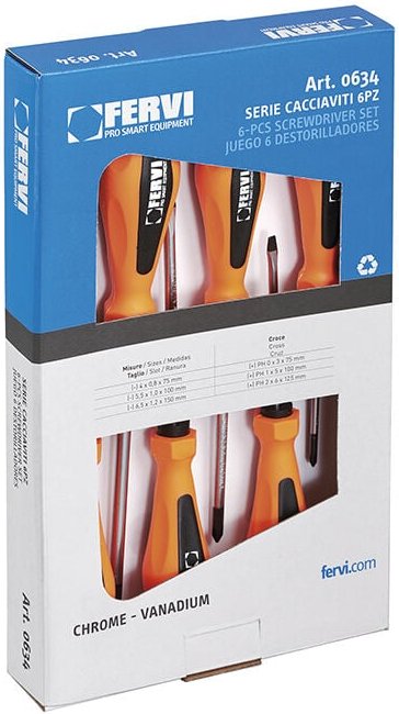 Schraubendreher-satz 6-TLG schraubenzieher set schlitz kreuz Fervi 0634
