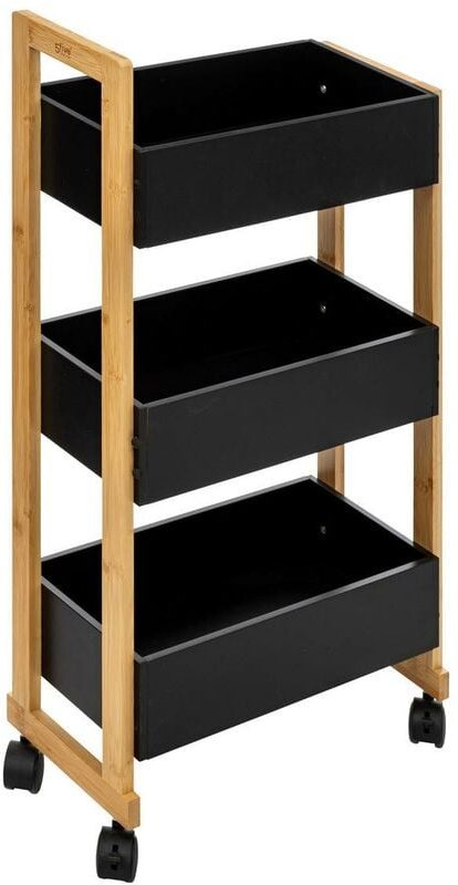 5five Simply Smart - Servierwagen 3 ebenen mit rollen naturéo akazie schwarz - 5five