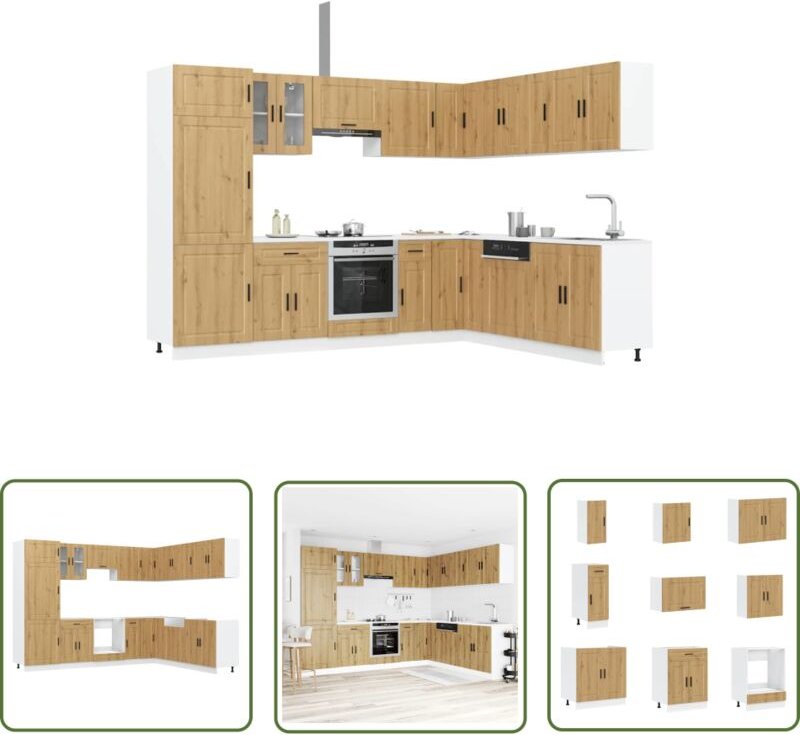 The Living Store - vidaXL 14-tlg. Küchenschrank-Set Porto Artisan-Eiche Holzwerkstoff