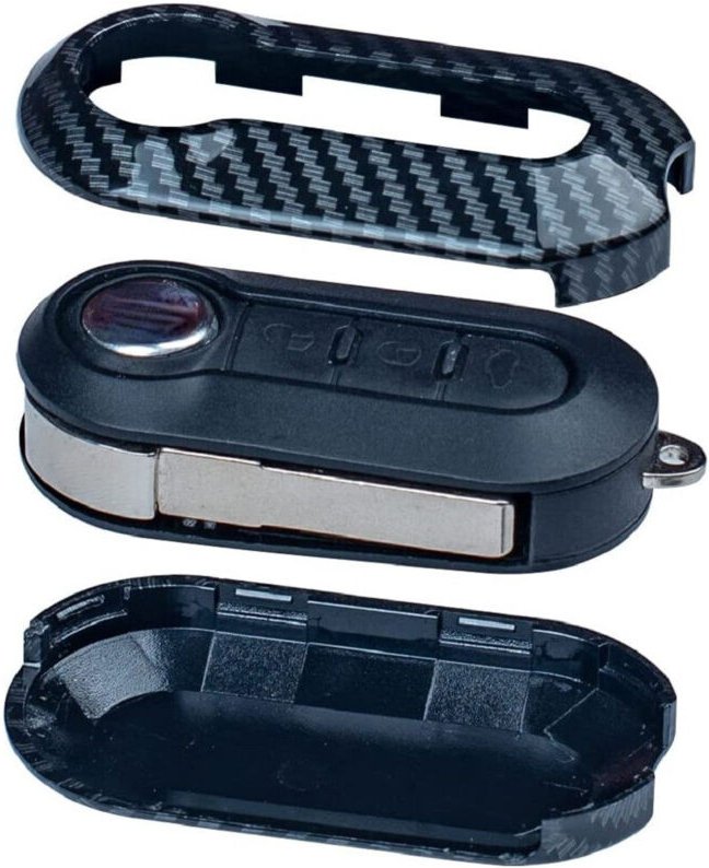 Trade Shop Traesio - Trade Shop - key gusc in carbon mit pad 3 tasti cover mit portachiavi für fiat lancia -
