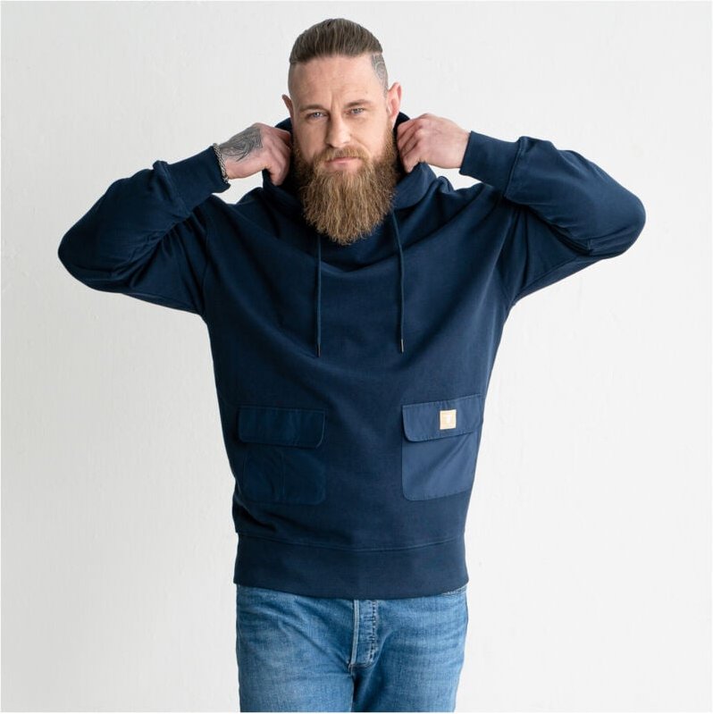 Heavy Hoodie Functional Pocket organic cotton l Navy - Stier