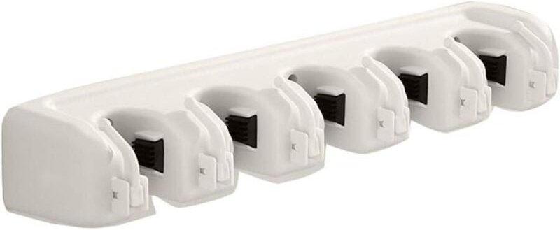 Wandmontierter Mopphalter, Besen, Gartengeräte, Garagen-Aufbewahrungs-Organizer, 5 Positionen und 6 Haken für Zuhause, K...