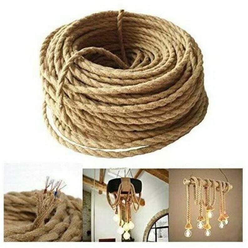 LED-Beleuchtung, 10 m elektrisches Drahtseil, 2-adriges Leinen-Vintage-Seil, Beleuchtungskabel, Kupferdrahtummanteltes R...