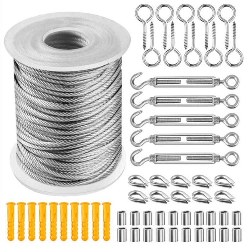 Edelstahl-Hängeseil-Set, 50 m Metallkabel, Kletterpflanzen-Spalier-Set, Metallkabel für Treppengeländer – 1, AAFGVC