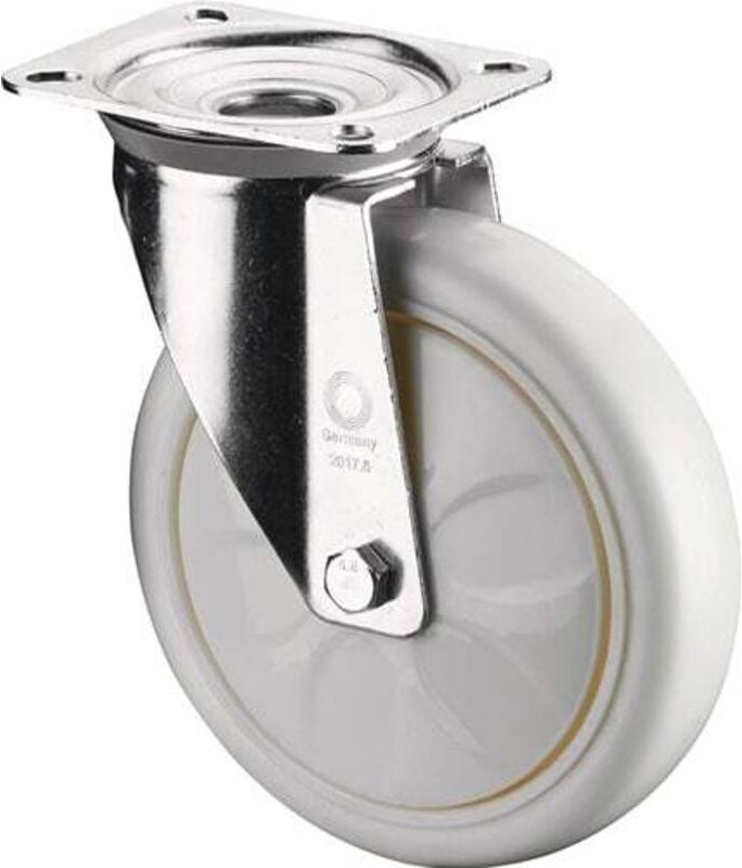 Bs Rollen - Lenkrolle D.200mm Trgf.750kg Ku.Platte L135xB110mm Farbe Rl.weiß - L600.B15.202