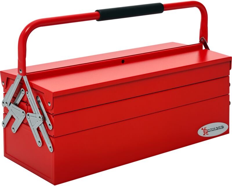 Werkzeugkoffer Werkzeugkiste 5 Fächer aufklappbar Stahl (spcc) Rot 56 x 20 x 41 cm - Durhand