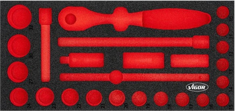 VIGOR Weichschaumeinlage, leer, L x B x H: 393 mm x 188 mm x 35 mm, Art.Nr. V4975N-L