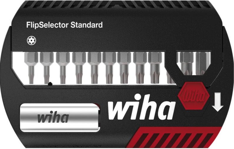Wiha Bit Set FlipSelector Standard 13-tlg. i 25 mm torx® Tamper Resistant (mit Bohrung) 1/4' i magnetischer Bithalter i ...