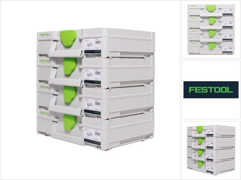 Systainer Set 4x SYS3 m 112 ( 4x 204840 ) 7,7 Liter 396x296x112mm Werkzeugkoffer koppelbar - Festool
